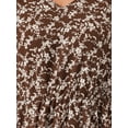 thumbnail image 5 of DARING DIVA Plus Size Floral Print V Neck Long Sleeve Maxi Dress 1X Brown, 5 of 6