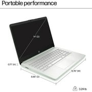 HP 14 Student Business Laptop Computer - Microsoft Office Lifetime & Windows 11 Pro • 8GB RAM • 128GB UFS & 256GB Extend Micro SD • Intel 4-Core Processor • HD Display (Green)