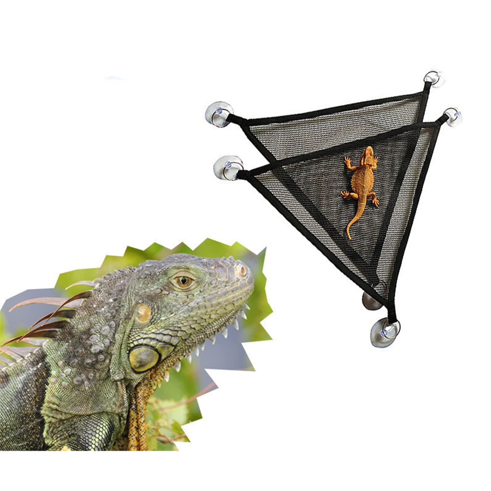 2 PCS Bearded Dragon Lizard Hammock - Breathable Mesh Geckos Hammock Reptile Hammock, Suitable for Lguanas, Axolotls, Anoles, Geckos, Snakes, Chameleon, Black