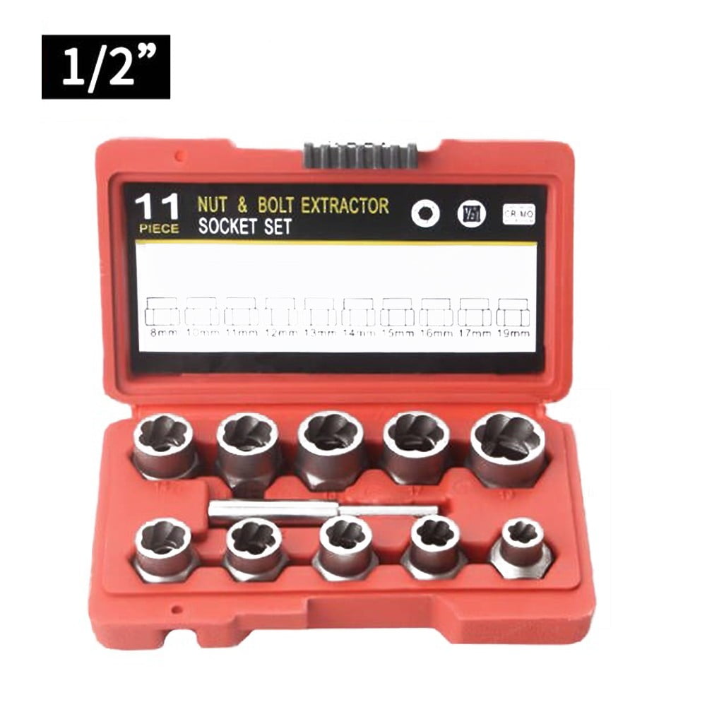 chengsi 10/11pcs 1/2 Broken Bolt Extractor Socket Set Nut Remover Drive Extractor