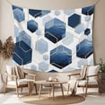 thumbnail image 2 of Navy Blue Marble Tapestry for Bedroom Wall Hanging Tapestry, Gold White Geometric Hexagon Modern Ceiling Backdrop Tapestries Poster Blanket Wall Decor for Teens Room Living Room Dorm 51" x 59", 2 of 8