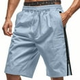 thumbnail image 3 of IYTR Men Cargo Shorts Summer Loose Fit Straight-leg Work Pants Casual Classic Solid Color Elastic Waist Workout Sports Drawstring Shorts Blue, XXL, 3 of 8