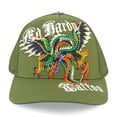 thumbnail image 1 of Ed Hardy Rhinestone Dragon Wings Olive Hat O/S - EHH0001-21RS, 1 of 2