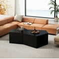 thumbnail image 2 of Irregular Pentagon Nesting Coffee Table Set, Geometric Coffee Table Set, Side Table Set, Cocktail Table Set, Center table set for Living Room, Bedroom, Black(Set of 2 Pieces), 2 of 9