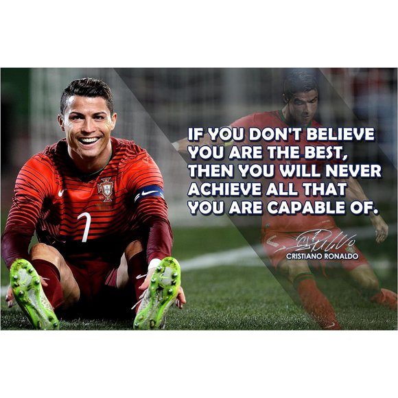PPHAOSHO Cristiano Ronaldo Motivational Quote Quotes Classroom Mens Soccer Pro Coaching Growth Mindset Teacher Educational Memorabilia Sports Jersey Boys P Poster frameless Wall Posters 16x24inch