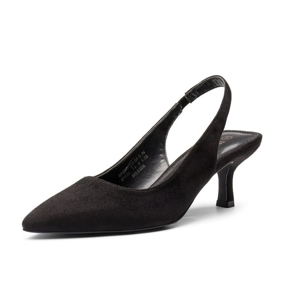 DREAM PAIRS Women’s Closed Toe Kitten Heels Pointed Toe Slingback Low Heels Dress Bridal Wedding Pumps Shoes