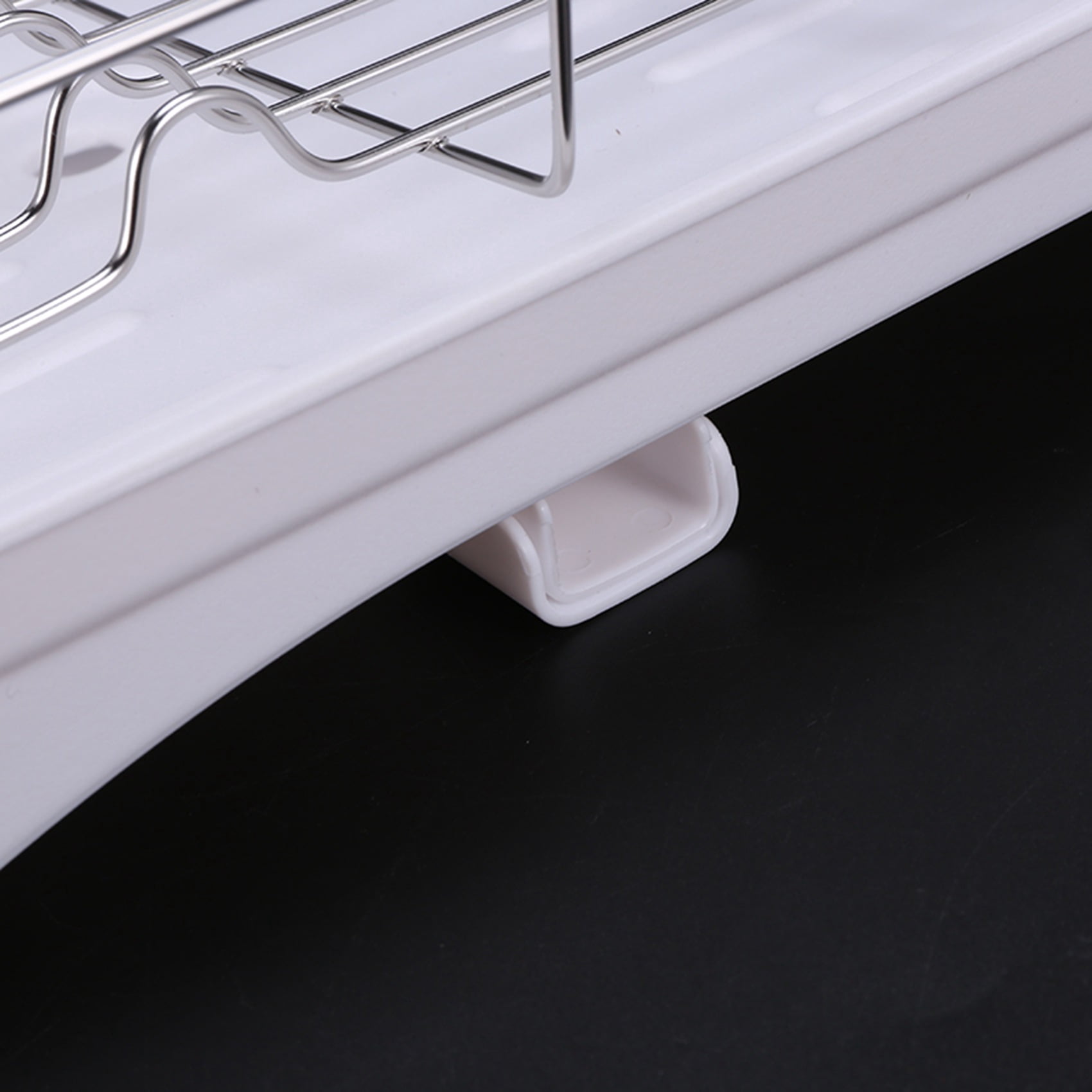 Stainless Steel Dish Drainer Drying Rack With 3-Piece Set Removable Rust Proof Utensil Holde For Kitchen Counter Storage Rack White
