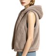 thumbnail image 5 of uublik Fleece Vest for Women Khaki Casual Sleeveless Open Front Winter Warm Fuzzy Jacket with Pockets, 5 of 8