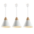thumbnail image 1 of FSLiving J-Style Track Mount Pendant Fixture Scandinavian Style Pendant Lights for Kitchen Hanging Lamp Modern Wood and Aluminium Light Customizable,White - 3 Lights, 1 of 6