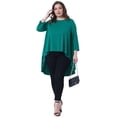 thumbnail image 3 of DARING DIVA Women's Plus 3/4 Sleeve High Low Top Casual Blouse Tunic Shirt 1X Green, 3 of 6