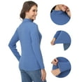 thumbnail image 3 of Tyhengta Women's Turtleneck Sweaters Long Sleeve Pullover Sweaters Mock Neck Knitted T-Shirt Basic Slim Fit Tee Tops Greyish blue L, 3 of 7