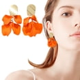 thumbnail image 2 of Grofry 1 Pair Retro Rose Petal Drop Earrings Long Style Exaggerated Dangle Earrings Bright Color Earrings Jewelry Accessories, 2 of 8