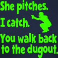 thumbnail image 3 of CafePress - SHE PITCHES, I CATCH Women's Dark T Shirt - Women's Traditional Fit Dark T-Shirt, 3 of 4