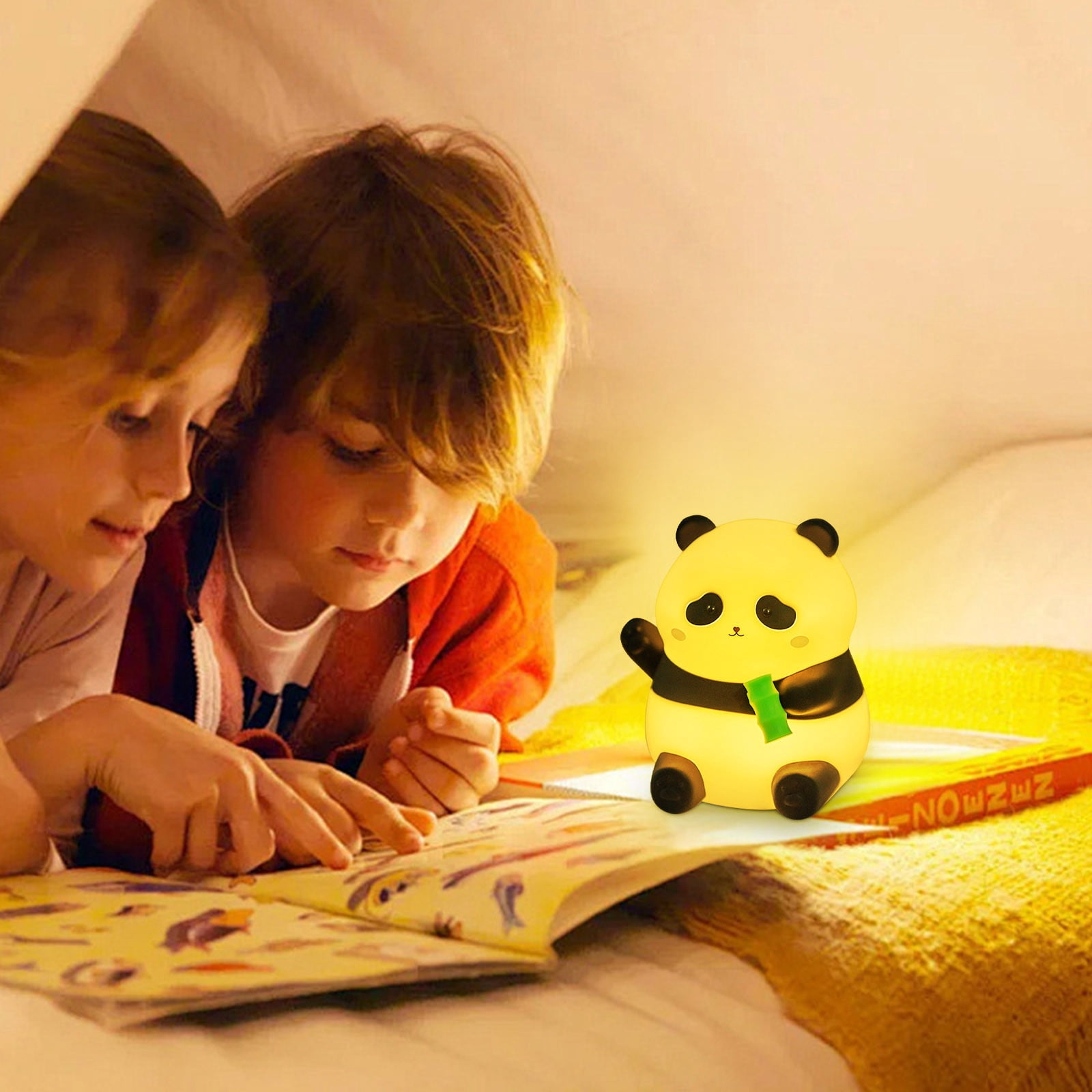 Cute Panda Night Light Silicone Rechargeable Baby Nursery Lamp Touch Control Dimmable Soft Light Kids Bedroom Sleeping Night Light Portable Animal Lamp Gift for Boys Girls Toddlers Children