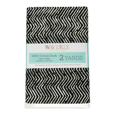 Waverly Inspirations 2 Yard Cut 100% Cotton Duck Print Fabric Herringbone Black, 45" Wide for Quilting & Sewing