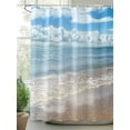 thumbnail image 2 of Fsddascl Ocean Beach Shower Curtain Set - 60" x 72" Washable Bathtub Curtain with 12 Hooks, Summer Nature Blue Sea Waves Sky Cloudy Waterproof Fabric Stall Shower Curtains for Bathroom/Bathtub, 2 of 6