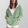 thumbnail image 2 of Towmus Womens Oversized Striped Sweatshirt Zip Up Hoodies for Women Long Sleeve Casual Hooded Neck Trendy with Pockets for Fall Winter, 2 of 5