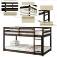 thumbnail image 5 of Bunk Bed Twin Over Twin, Low Twin Size Floor Bunk Beds with Ladder, Solid Wood Junior Bunk Bed fors Teens, No Box Spring Needed-Espresso, 5 of 10