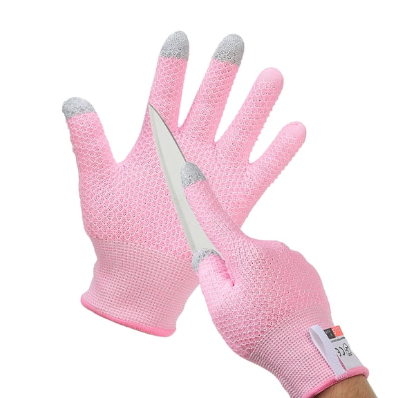 Uxcell Cut Resistant Gloves Touchscreen Level 5 Protection Cutting Gloves Anti Cut Kitchen Work Glove for Mandolin Slicing,Pink, Large