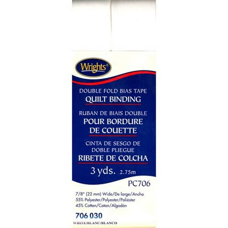 Wrights Polyester Cotton Quilt Binding, White