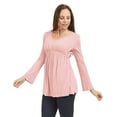 thumbnail image 2 of WT1477 Womens V Neck Long Sleeve Empire Waist Tunic Top S Pink, 2 of 3