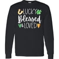 thumbnail image 3 of Inktastic Lucky Blessed and Loved Horseshoe Clover Hearts Long Sleeve T-Shirt, 3 of 5