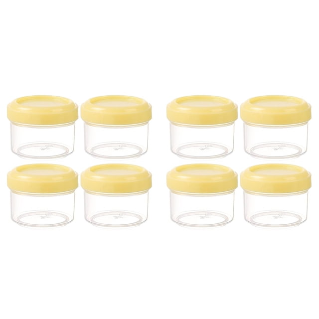 (2-Pack) Rinsvye 4Pcs Mini Clear Plastic Soup Containers with Lids Microwavable Jars with Leakproof Lids Storage Jar Round Clear Container 35Ml Refillable Storage Containers for Home and Kitchen Org