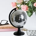 thumbnail image 2 of Yvsxxv 1 Silver Disco Ball Globe Figurines & Knick-Knacks Reflective Rotating Sparkle Globe for Office Desk, 2 of 7
