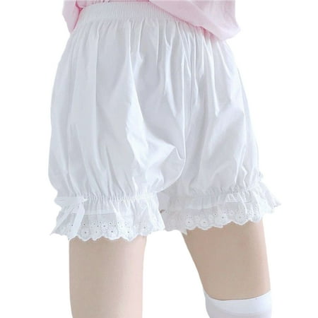 Women Vintage Victorian Gothic Bloomers Ruffled Lace Trim Lolita Pumpkin Shorts Cute Sweet Bowknot Loose Maid Security Safety Pants