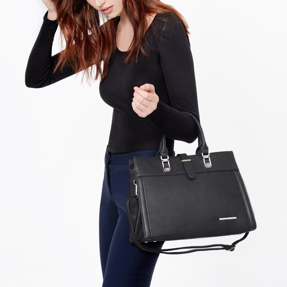 Women's Handbag Flap-over Belt Shoulder Bag Top Handle Tote Satchel Purse Work Bag w/Matching Wristlet