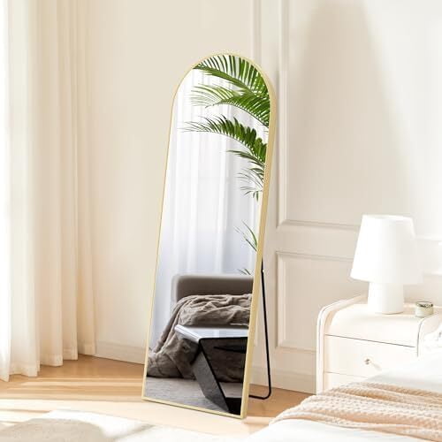 Anyrose 59.1"x16.1" Arched Full Length Mirror Free-Standing Floor Mirror with Aluminum Frame,Gold