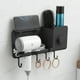 thumbnail image 5 of Soporte de pared para secador de pelo de baño sin taladro, multifuncional, grueso, para ahorrar espacio, con gancho y soporte para teléfono, estante de almacenamiento de plástico., 5 of 6