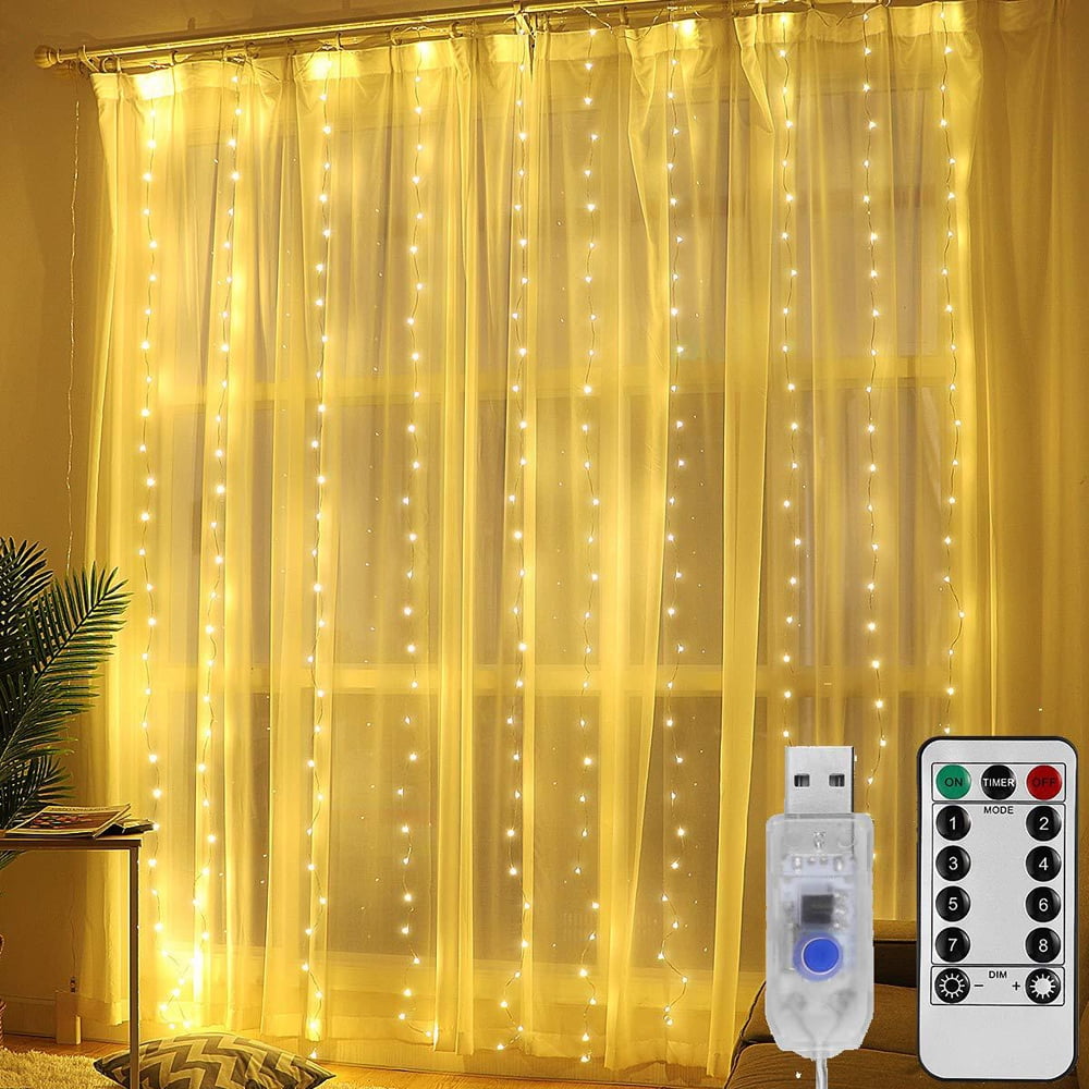 Remote LED String Lights Curtain to Christmas Party Fr Window Home Outdoor Decor