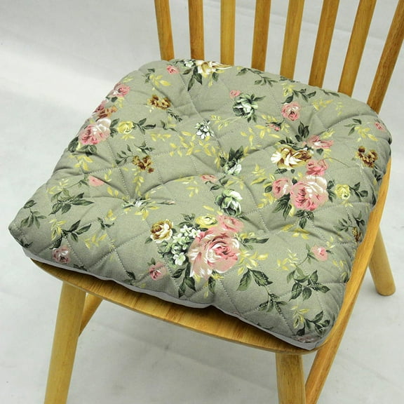 Namzi Chair Cushion Memory Foam Pads Tufted Slip Non Skid Rubber Back Seat Cover, 1Pack, A romantic flower