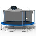 thumbnail image 2 of Trampoline Outdoor, 16 FT Trampoline with Basketball Hoop and Ladder, Built-in 6 W-Shaped Legs, Recreational Trampolines Jumping Workout for Garden Backyard, Outdoor Trampoline for Kids, Adults, Blue, 2 of 9