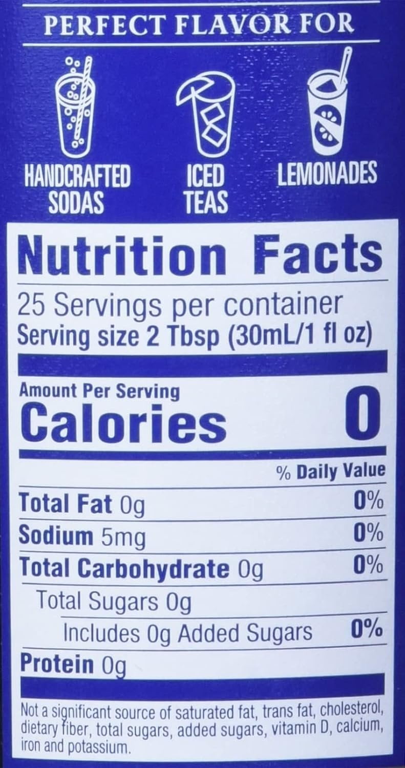 Torani Sugar Free Syrup, Blue Raspberry, 25.4 Ounce Pack of 1