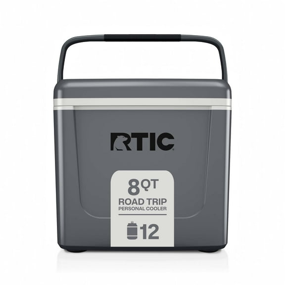 RTIC 8 QT Hard-Sided Personal Cooler, Fits 12 Cans, Road Trip, Grey