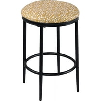 SLSRFDCounter Bar Stools Fabric Upholstered Bar Chairs Backless Stools for  Counter 24.5" Tall Bar Stool with Metal Footrest Round Bar Stools for Kitchen Island for Dining Room Living Room (Yellow)