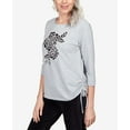 thumbnail image 6 of Alfred Dunner Womens Petite Velour Floral Cut Out Drawstring Hem Top, 6 of 6