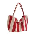 thumbnail image 2 of Hxlamzoo Women's Striped Canvas Tote Bag - Large Capacity Casual Shoulder Bag for Daily Commute & Travel, Soft Lightweight Durable All-Season Versatile Purse, 2 of 4