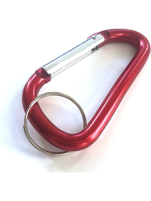 Bilot 3" Aluminum Carabiner D-Ring Keychain Key Ring Spring Loaded Key Chain Clip Snap Hook (Red, 50)