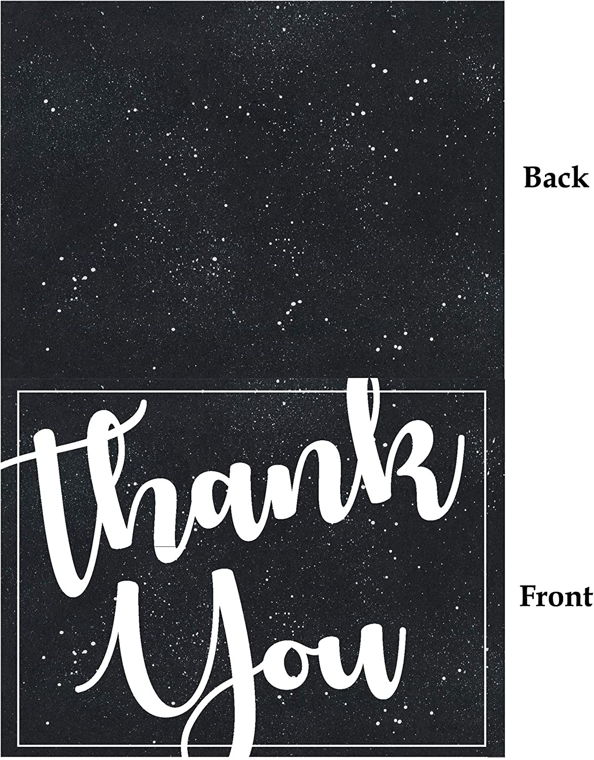 Darling Souvenir Black Galaxy Thank You Card Bridal Shower Graduation Blank Folding Greeting Card Thank You Notes With Envelope - 36 Pcs