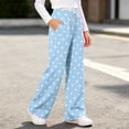 thumbnail image 5 of hotojiny Girls Wide Leg Sweatpants Polka Dot Print Baggy Pant with Drawstring Casual Elastic Waist Loose Athletic Pants(Blue,9-10 Years), 5 of 6