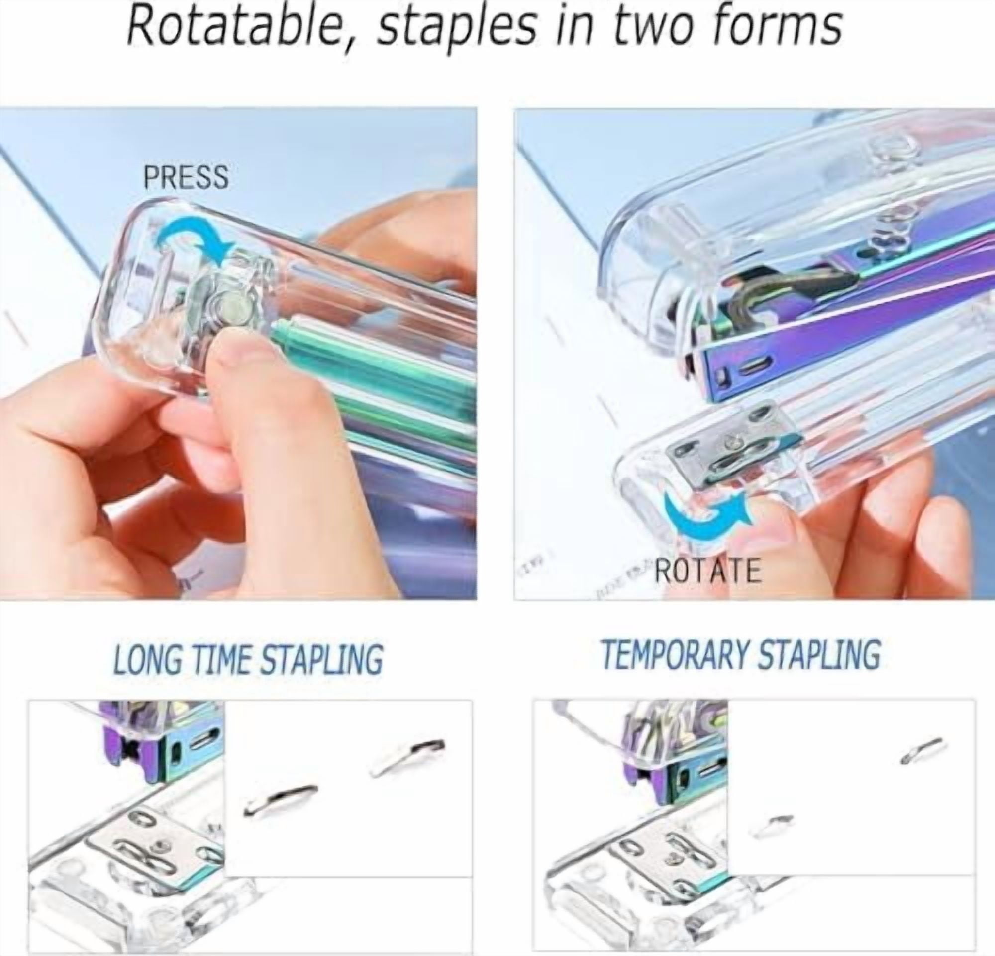 Desk Organizers and Accessories Set with 360-Degree Rotating Pen Holder, Acrylic Stapler, Tape Holder, Staple Remover, Binder/Paper Clips Kit, Scissor and 1 Box of Staples