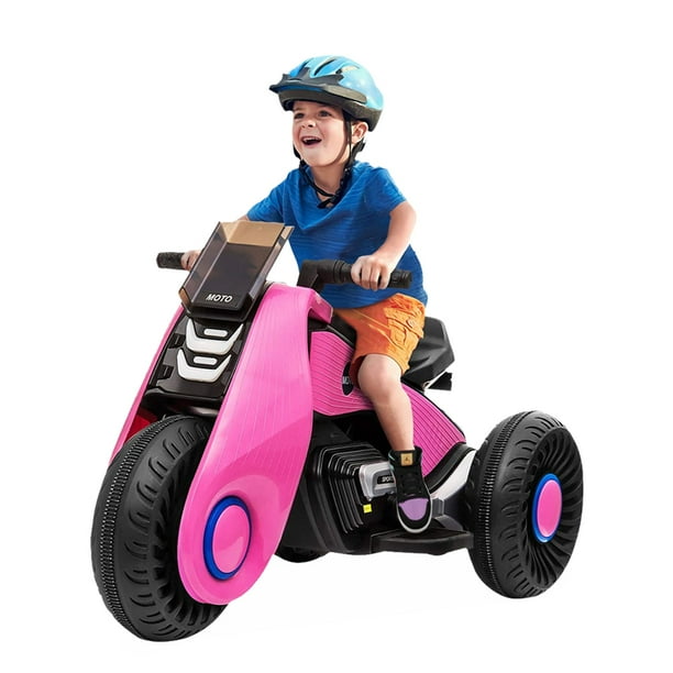 Children Electric Motorcycle, 3 Wheels Double Drive Toy, 6V Battery