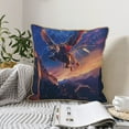 thumbnail image 6 of Fotbe Starry Sky Flying Tiger Pattern Velvet Decorative Throw Pillow Covers with Elegant Piping, Soft Plush Cushion Cover for Sofa, Bed, Car, Office-16"x16", 6 of 8