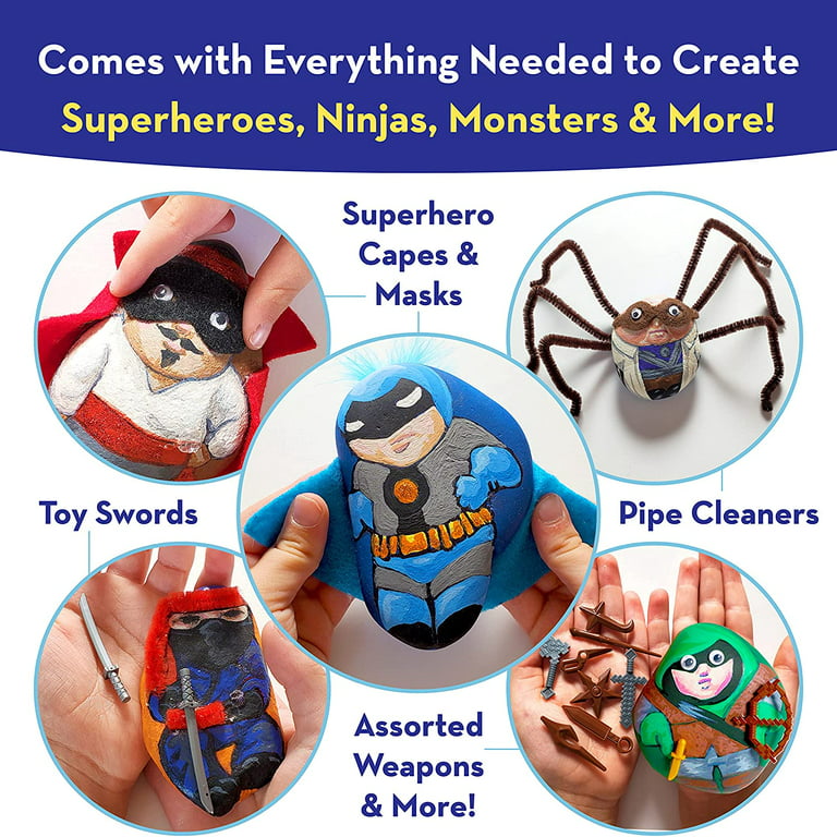 Bryte Rock Painting Kit for Kids 6+ With Ninja, Warrior and Superhero Toy  Accessories, Paint Set, and Includes Easy-to-Follow Instructional Videos;