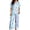 v-51Light Blue213, variant on HAYIMI Women Christmas 2 Piece Pajama Set, Short Sleeve Lapel Button-Down Tops And Pants Set, Xmas Print Loungewear Sleepwear For Relaxed Evenings