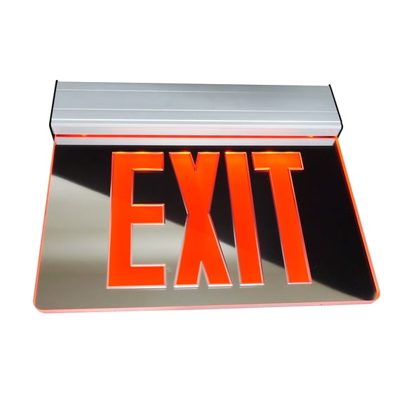 NICOR Lighting Edge Lit LED Emergency Exit Sign, Mirrored with Red Lettering (EXL2-10UNV-AL-MR-R-2)