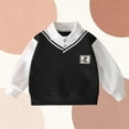 thumbnail image 4 of Sudadera con capucha para niño con mangas largas y cuello de solapa con una camisa de estilo universitario británico. Parte superior de moda versátil de dos piezas para la temporada de regreso a clase, 4 of 4